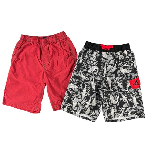 Adidas Shark Print & Red GapKids Pull On Swim Trunks Board Shorts Boys Youth M - Picture 1 of 15